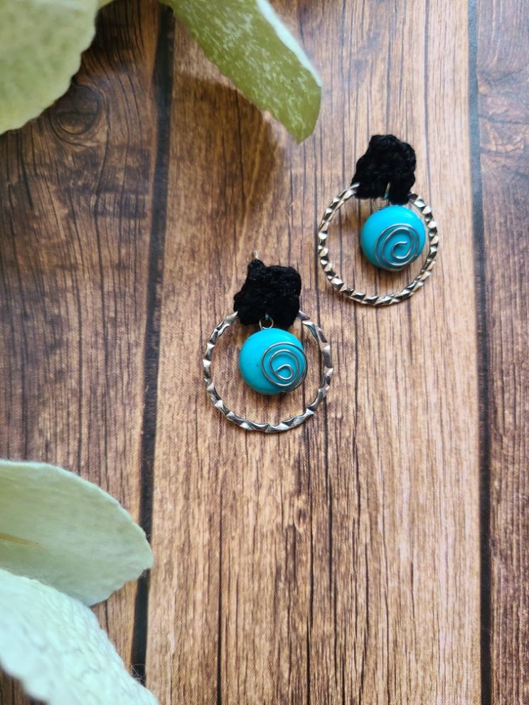 Black and Turquoise Post Earrings